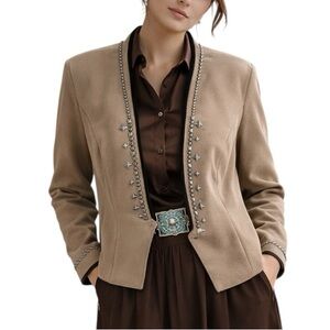 Double D Ranch Jacket Womens Small Wool Blend Western Studded Blazer Equestrian